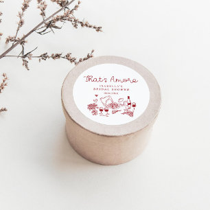 That's Amore Hand Drawn Bridal Shower  Classic Round Sticker