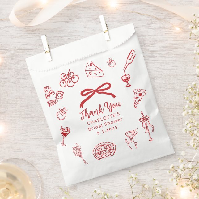 That's Amore Hand Drawn Italian Bridal Shower Favour Bags (Clipped)