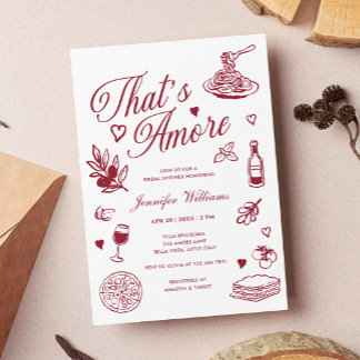 Thats Amore Hand Drawn Italian Bridal Shower Invitation