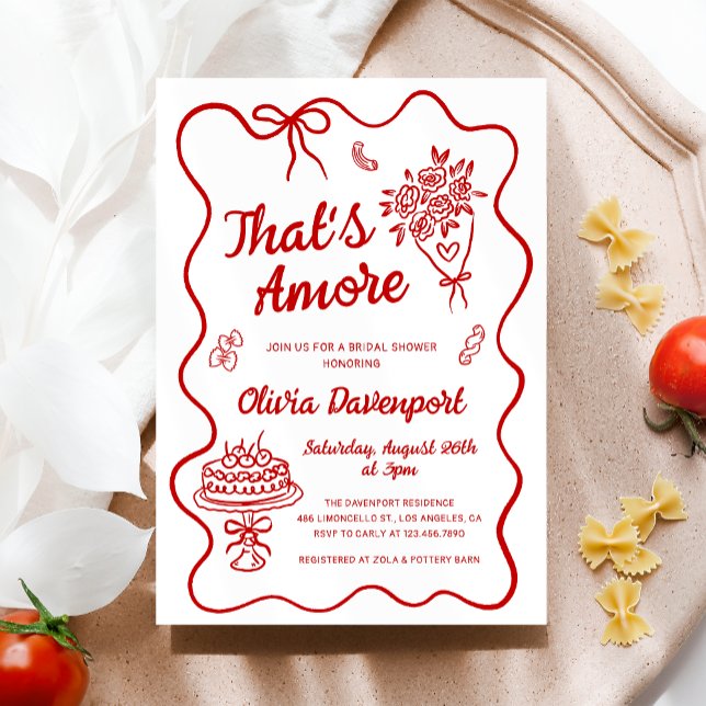That's Amore Hand Drawn Italian Bridal Shower Invitation (Creator Uploaded)