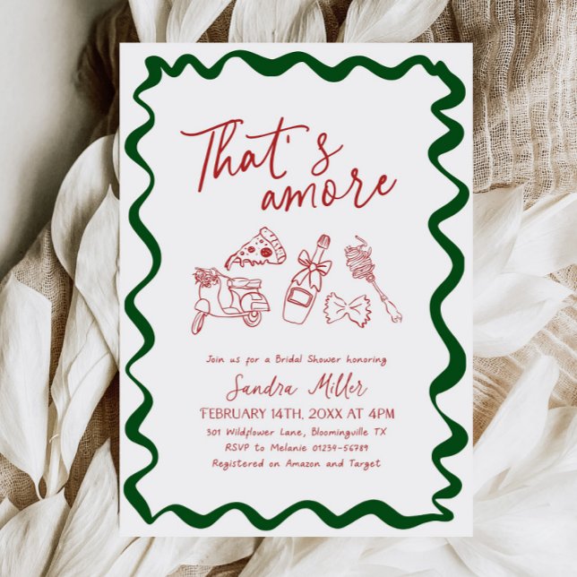 That's Amore Hand Drawn Italian Bridal Shower Invitation (That's amore italian bridal shower invitation)