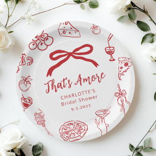 That's Amore Hand Drawn Italian Bridal Shower Paper Plate