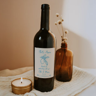 Thats Amore Hand Drawn Italian Lemon Wedding Wine Label