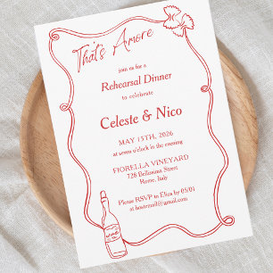 That's Amore Hand Drawn Italian Rehearsal Dinner Invitation