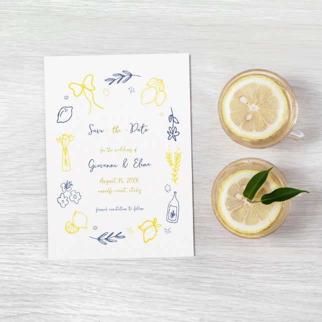 That's Amore Hand Drawn Lemon Italian Wedding Save The Date (Creator Uploaded)