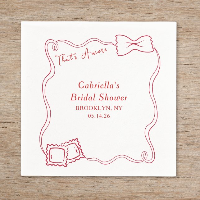 That's Amore Hand Drawn Pasta Italy Bridal Shower Napkin (Creator Uploaded)