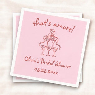 That's Amore! Hand Drawn Pink Bridal Shower Napkin