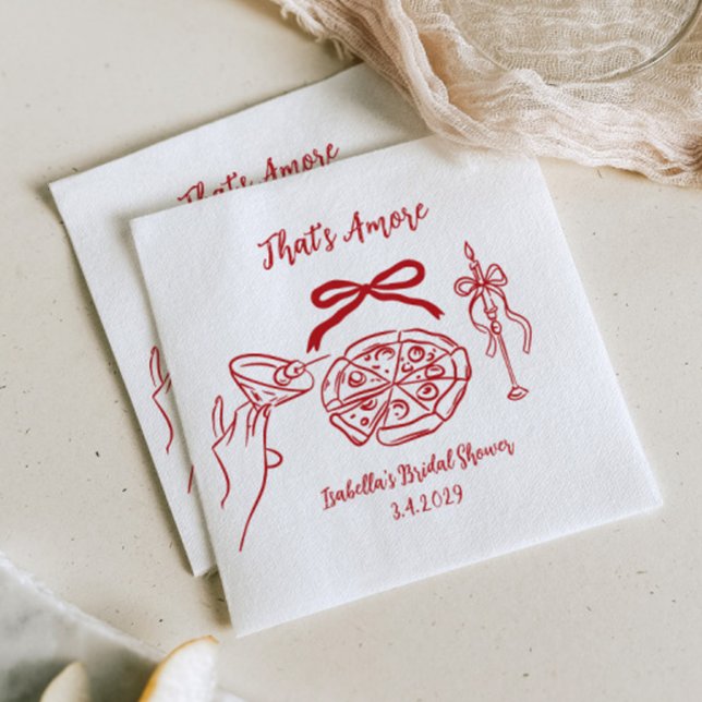 That's amore Hand drawn Pizza Bridal Shower Napkin (Creator Uploaded)