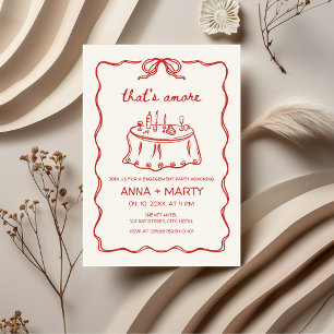 That's amore Hand-illustrated Red Engagement Party Invitation