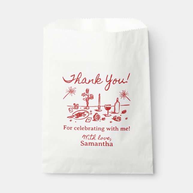 That's Amore Illustrated Thank You Favour Bags (Front)