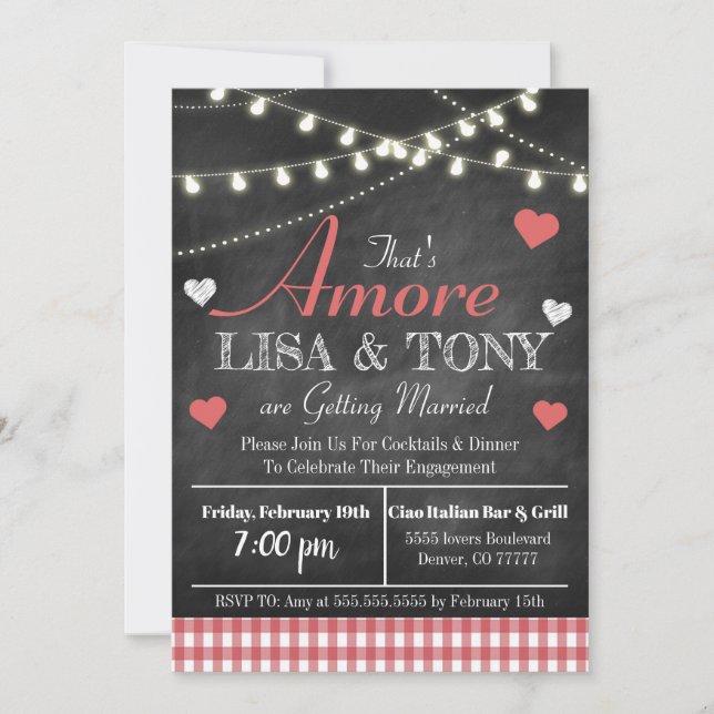 That's Amore Invitation, Wedding Rehearsal Invitation (Front)