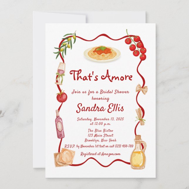 That's Amore Italian Bridal Shower Invitation (Front)