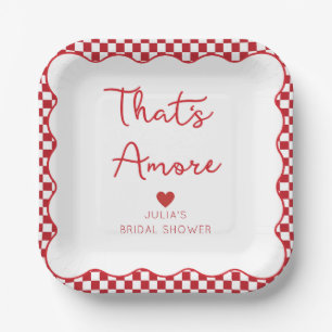 "That's Amore" Italian Bridal Shower Red Chequered Paper Plate