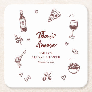 That's Amore Italian Bridal Shower Square Paper Coaster