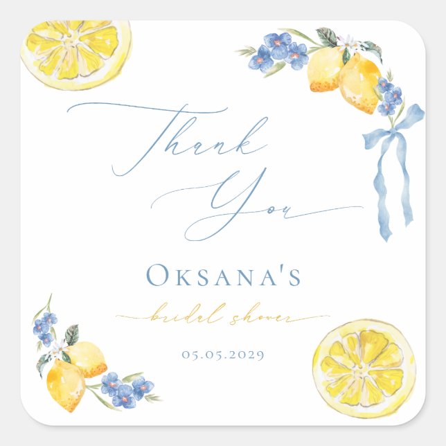 That's Amore Italian Bridal Shower Thank You Favor Square Sticker (Front)