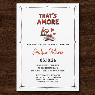 That's Amore Italian Bridal Shower Whimsical Red Invitation