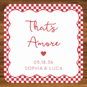 That's Amore Italian Chic Personalised Red Wedding Square Paper Coaster