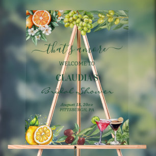 That's Amore Italian Citrus Bridal Shower Welcome Acrylic Sign