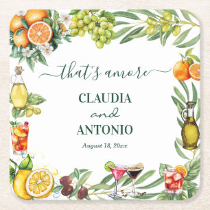 That's Amore Italian Citrus Wedding Square Paper Coaster