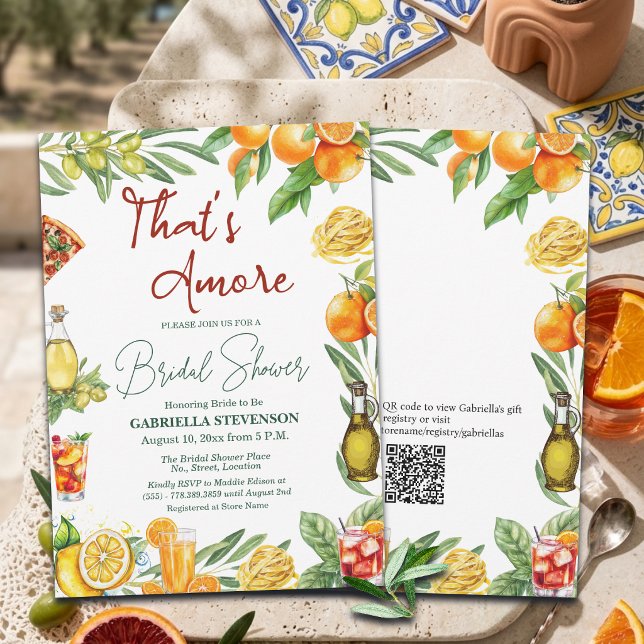 That's Amore Italian Cocktail QR Code Bridal  Invitation (Creator Uploaded)