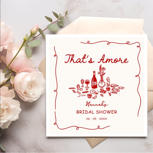 That's Amore Italian Drawn Engagemen Bridal Shower Napkin (Creator Uploaded)