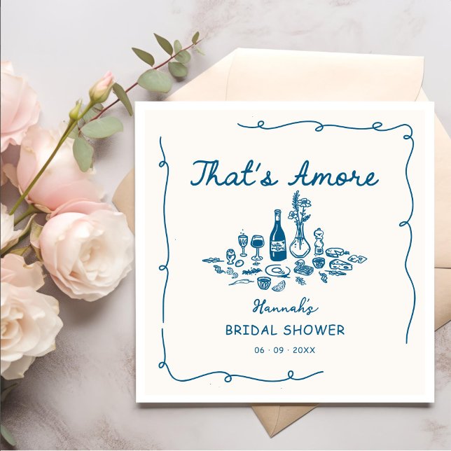 That's Amore Italian Drawn Engagemen Bridal Shower Napkin (Creator Uploaded)