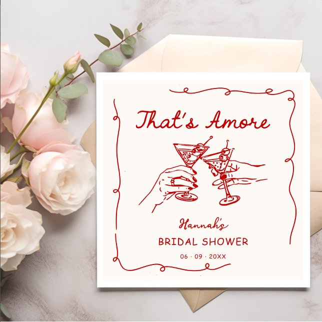 That's Amore Italian Drawn Engagemen Bridal Shower Napkin (Creator Uploaded)