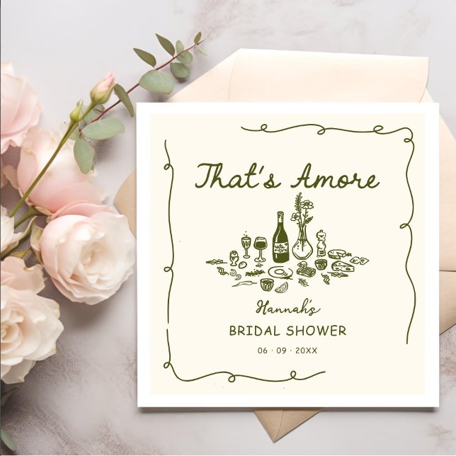 That's Amore Italian Drawn Engagemen Bridal Shower Napkin (Creator Uploaded)