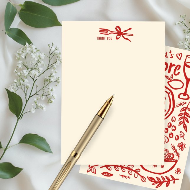 That's Amore Italian Food CUSTOM Bridal SHower  Thank You Card (That's Amore Italian Food Hand-drawn Doodle CUSTOM Bridal SHower Thank You Note Card
)