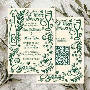 That's Amore Italian Food CUSTOM QR Wedding Party Invitation