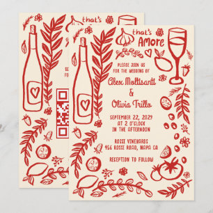 That's Amore Italian Food CUSTOM QR Wedding Party Invitation