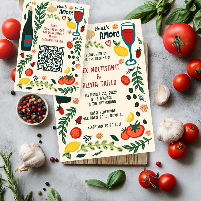 That's Amore Italian Food CUSTOM Wedding QR code Enclosure Card (That's Amore Italian Food CUSTOM Wedding QR code Enclosure Card
)