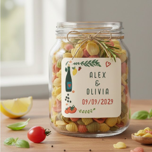 That's Amore Italian Food CUSTOM Wedding  Square Sticker (That's Amore Italian Food CUSTOM Wedding Favors Pasta Olive Oil Square Sticker
)