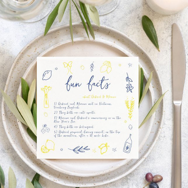 That's Amore Italian Fun Facts Newlyweds Wedding Napkin (Creator Uploaded)