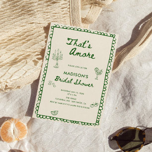 That's Amore Italian Hand Drawn Bridal Shower Invitation