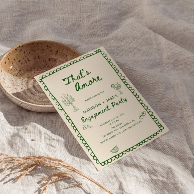 That's Amore Italian Hand Drawn Engagement Party Invitation (Creator Uploaded)