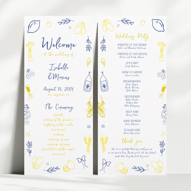 That's Amore Italian Hand Drawn Lemon Wedding Programme (Creator Uploaded)