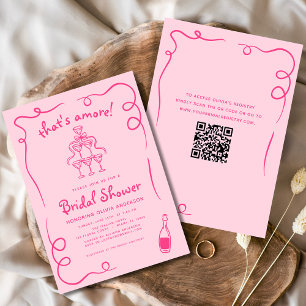 That's Amore Italian Hand Drawn Pink Bridal Shower Invitation