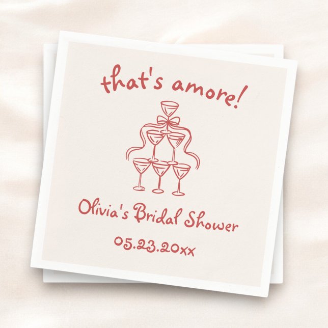 That's Amore! Italian Hand Drawn Red Bridal Shower Napkin (Creator Uploaded)