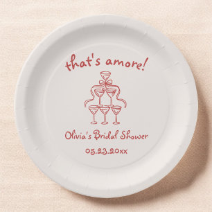 That's Amore Italian Hand Drawn Red Bridal Shower Paper Plate