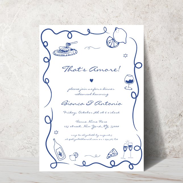 That's Amore Italian Hand Drawn Rehearsal Dinner Invitation (Creator Uploaded)