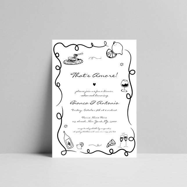 That's Amore Italian Hand Drawn Rehearsal Dinner Invitation (Creator Uploaded)