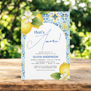 That's Amore Italian Lemon Blue Tile Bridal Shower Invitation