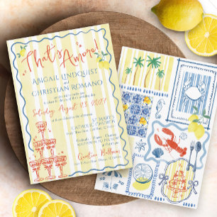 That's Amore Italian Lemons Blue Coastal Wedding Invitation