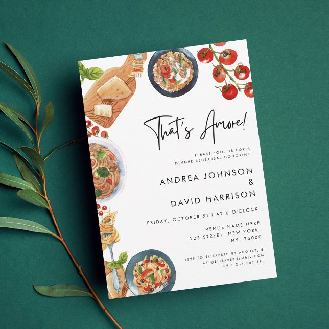 That's Amore Italian Pasta Food Rehearsal Dinner Invitation (Creator Uploaded)