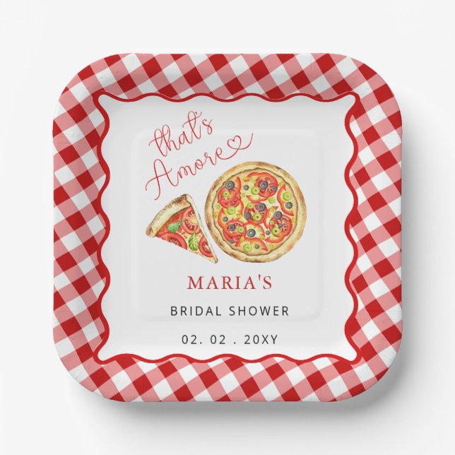 Thats Amore Italian Pizza Party Bridal Shower  Paper Plate (Front)
