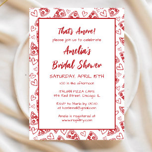 That's Amore Italian Pizza Party Red Bridal Shower Invitation