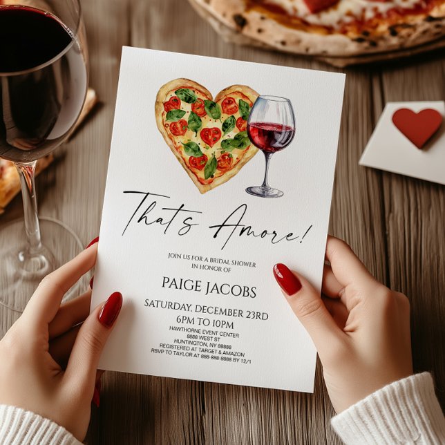 That's Amore! Italian Pizza Wine Bridal Shower Invitation (Creator Uploaded)