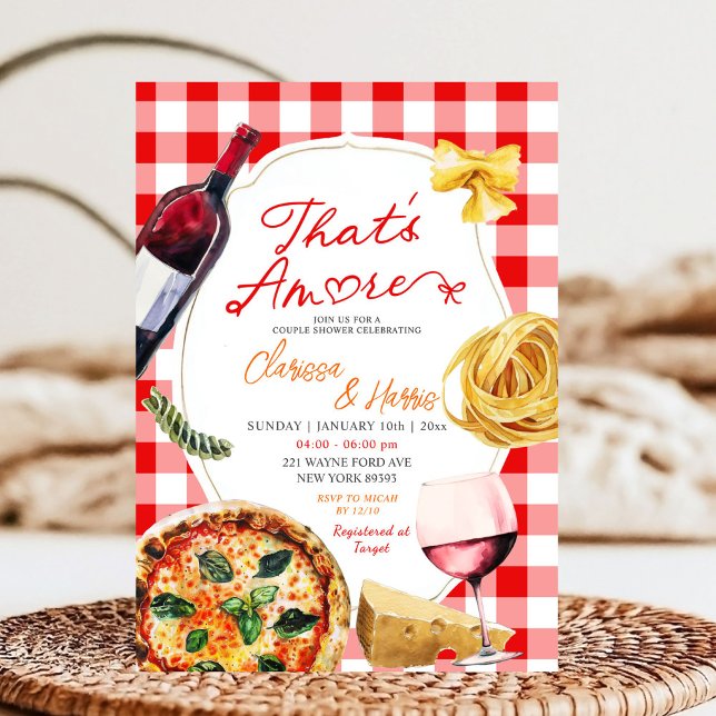 That's Amore Italian Pizza Wine Couple Shower Invitation (Creator Uploaded)