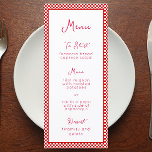 "That's Amore" Italian Red Chequered Print Rustic  Menu